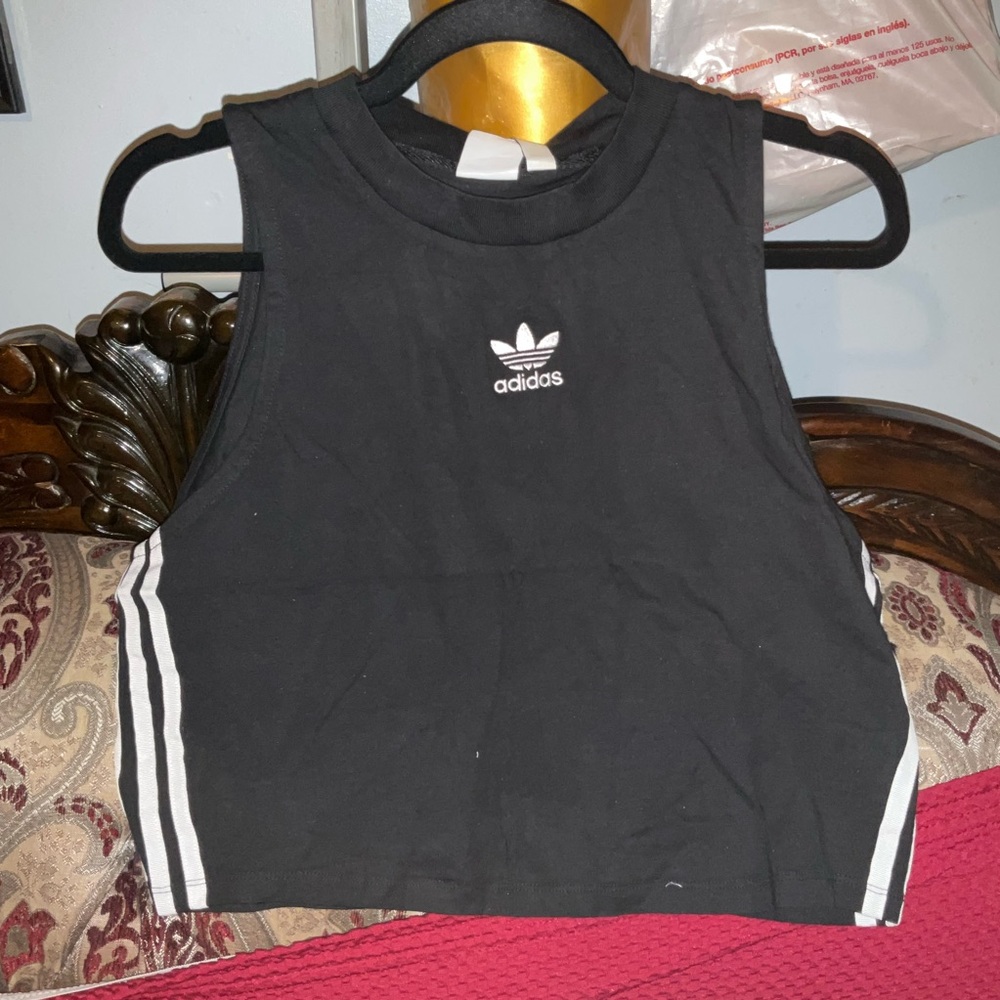 NWT Adidas Originals XL Cropped Tank Top 3-Stripes Trefoil Logo